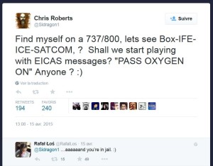 Le Tweet de Chris Roberts qui a déclenché la riposte du FBI 