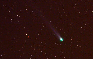 L'impact de comètes ou d'astéroïdes sur Terre peut provoquer des bouleversements climatiques majeurs. Ici la comète Lovejoy, qui a croisé la Terre en 2014. Photo S.Brunier.