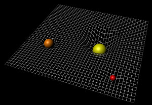 L'espace-temps de la relativité générale est courbe. Plus un astre est massif et dense, plus la courbure de l'espace-temps qui lui est associé est importante. Illustration ESA.