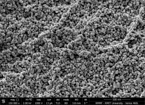 Cet agrandissement par 150 000 fois révèle les nanostructures de métal présentes à la surface des fibres textiles de coton. - Ph. RMIT University