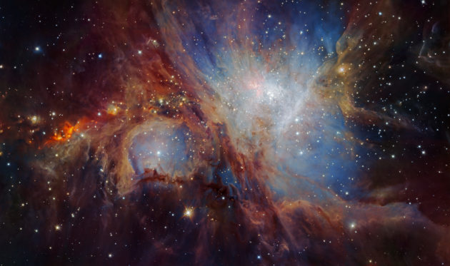 Le Very Large Telescope (VLT) européen a pris cette image infrarouge spectaculaire de la nébuleuse d'Orion. Photo ESO.